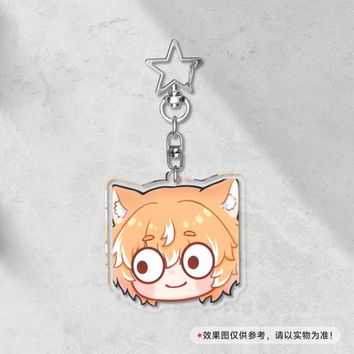 【表情包】5cm透明夹层钥匙扣星星扣 - 瞪眼